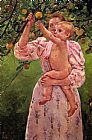 Baby Reaching For An Apple Aka Child Picking Fruit